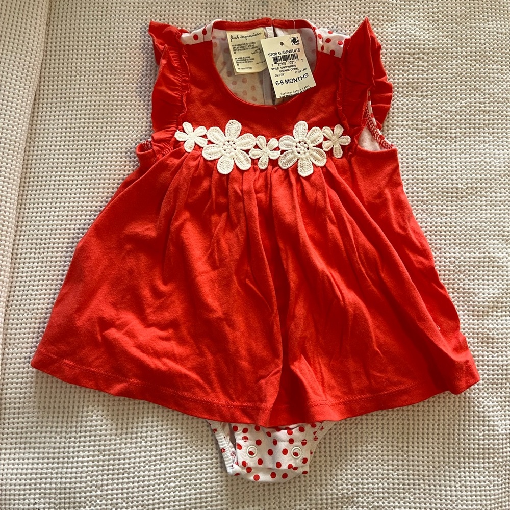First Impressions girls’ floral sun suit, size 6-9 months, new with tags